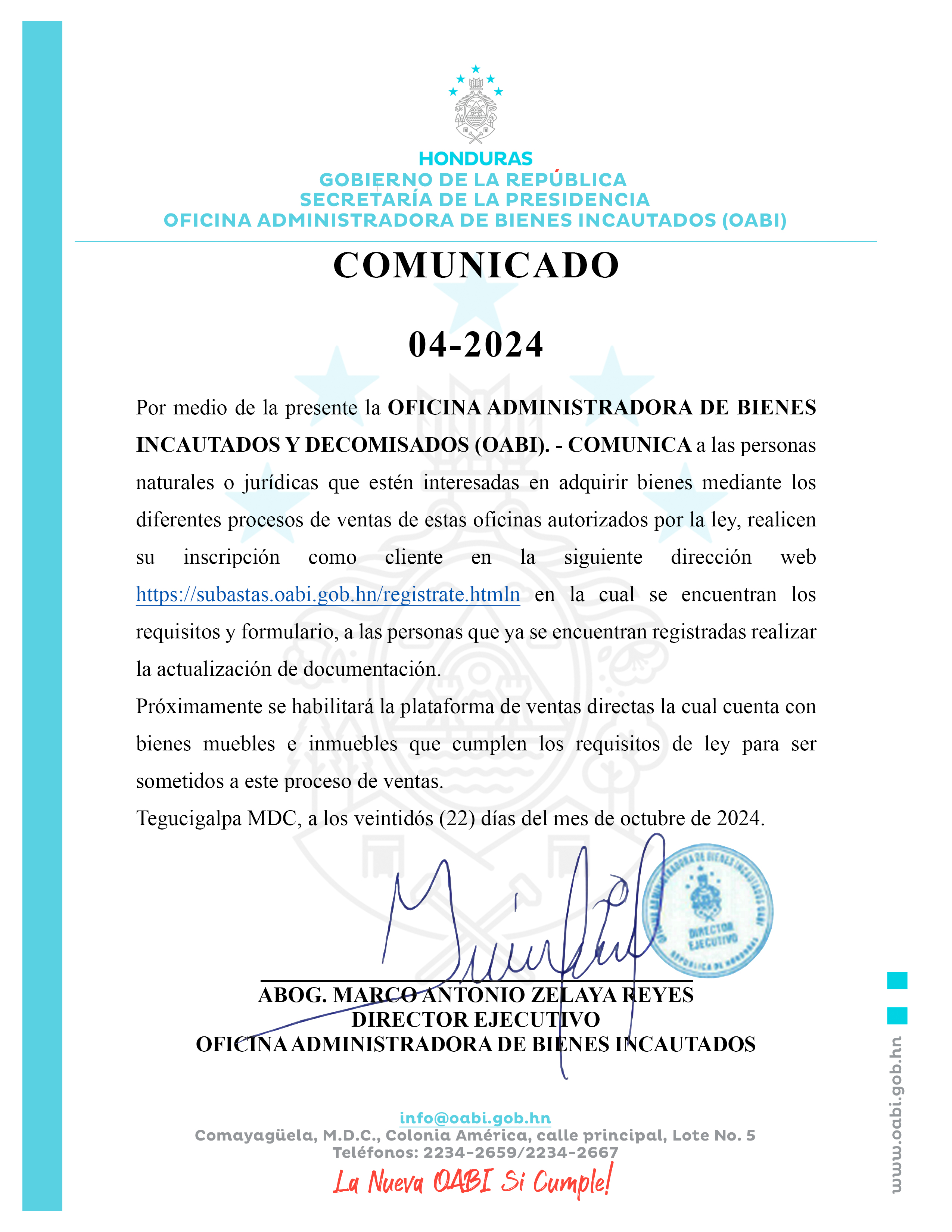 Comunicado 04-2024-22 de Octubre de 2024